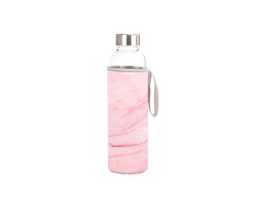Vattenflaska i glas med fodral - Kikkerland Rosa