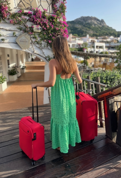 Mjuka Resväskor Printisso Runway - 3 Set Rose Red