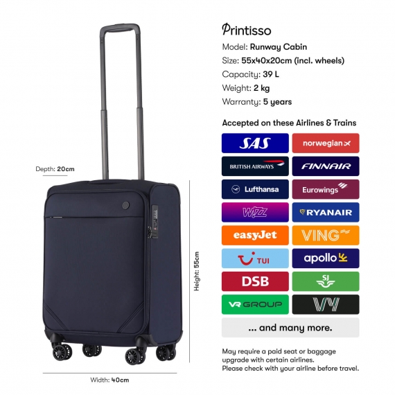 Mjuk Kabinväska Printisso Runway - Night Blue